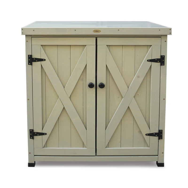 HABAU Laura 3093 Garden Cabinet with Integrated Plant Table, Grey, 80 x 45 x 92 cm
