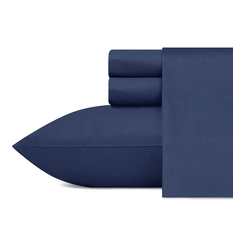 Nautica - King Sheets, Cotton Percale Bedding Set, Casual Home Decor (Captain's Navy, King)