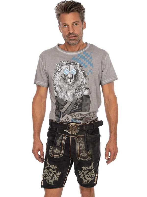 Stockerpoint Men's Hose Bartl Lederhosen, Grey (Graphite Gespeckt Graphite Gespeckt), 20 (Size: 46) - Image 1