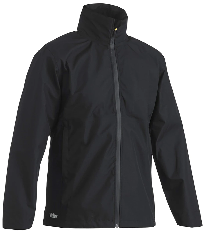 Bisley Workwear UKBJ6926_BBLK Ripstop Lightweight Waterproof Rain Jacket with Hood 166GSM - Black, 2XL