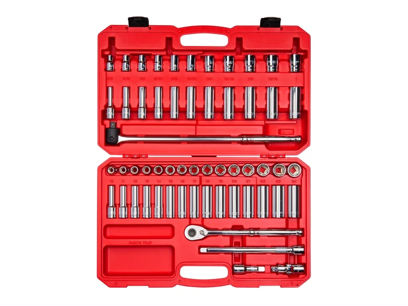 TEKTON 1/2 Inch Drive 6-Point Socket and Ratchet Set, 57-Piece (3/8-1 in., 10-24 mm) | SKT25301