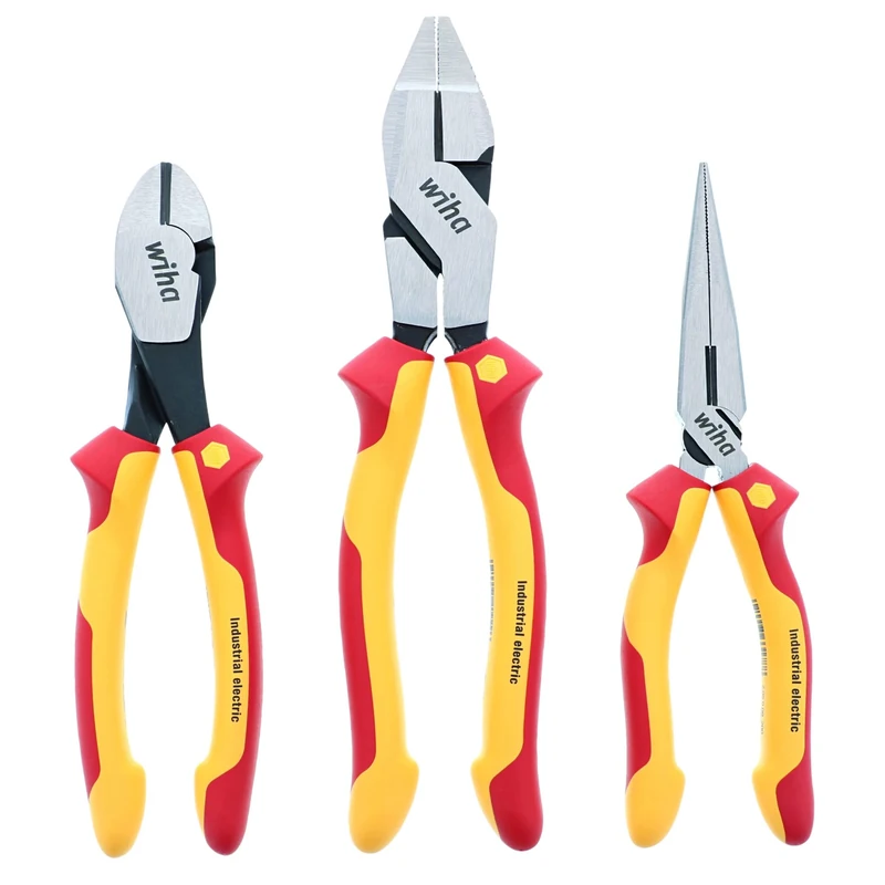 Wiha 32968 3 Piece Insulated Industrial Grip Pliers and Cutters Set - Image 1