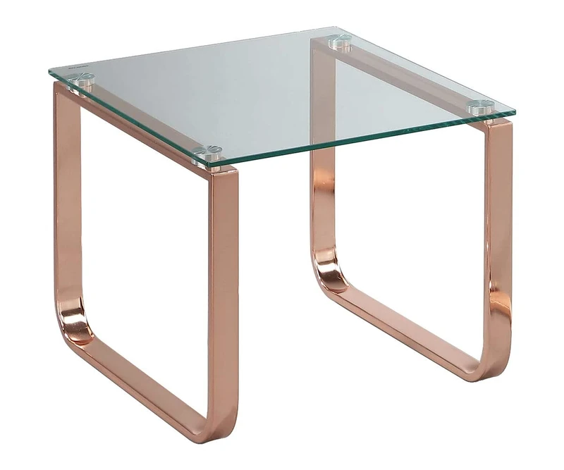 Aspect Sloane Rectangular Side Table (Clear/Copper, 45x 55 x 40cm), Tempered Glass - Image 1
