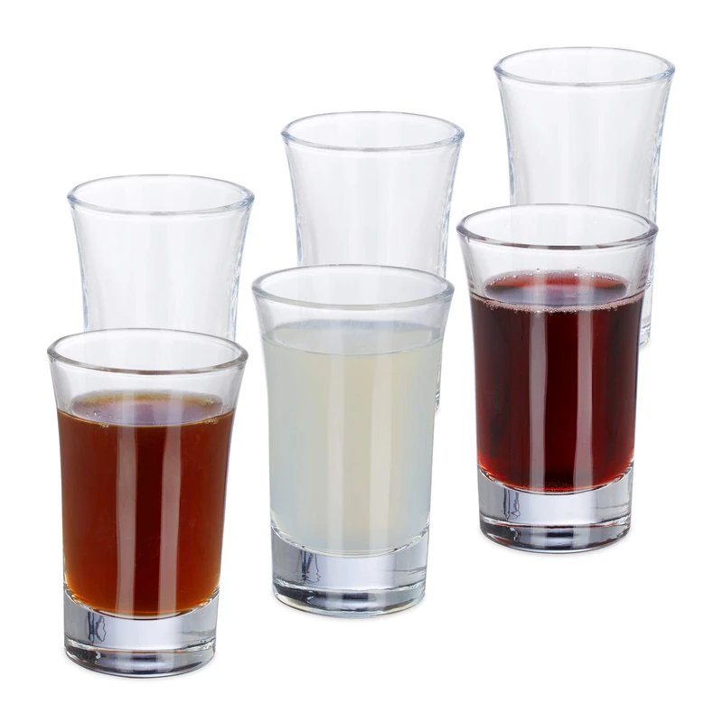 Relaxdays Shot Glasses Set of 6, Drinking Glasses, 4cl for Liquor, Coffee, Vodka and More, Dishwasher-Safe, Clear