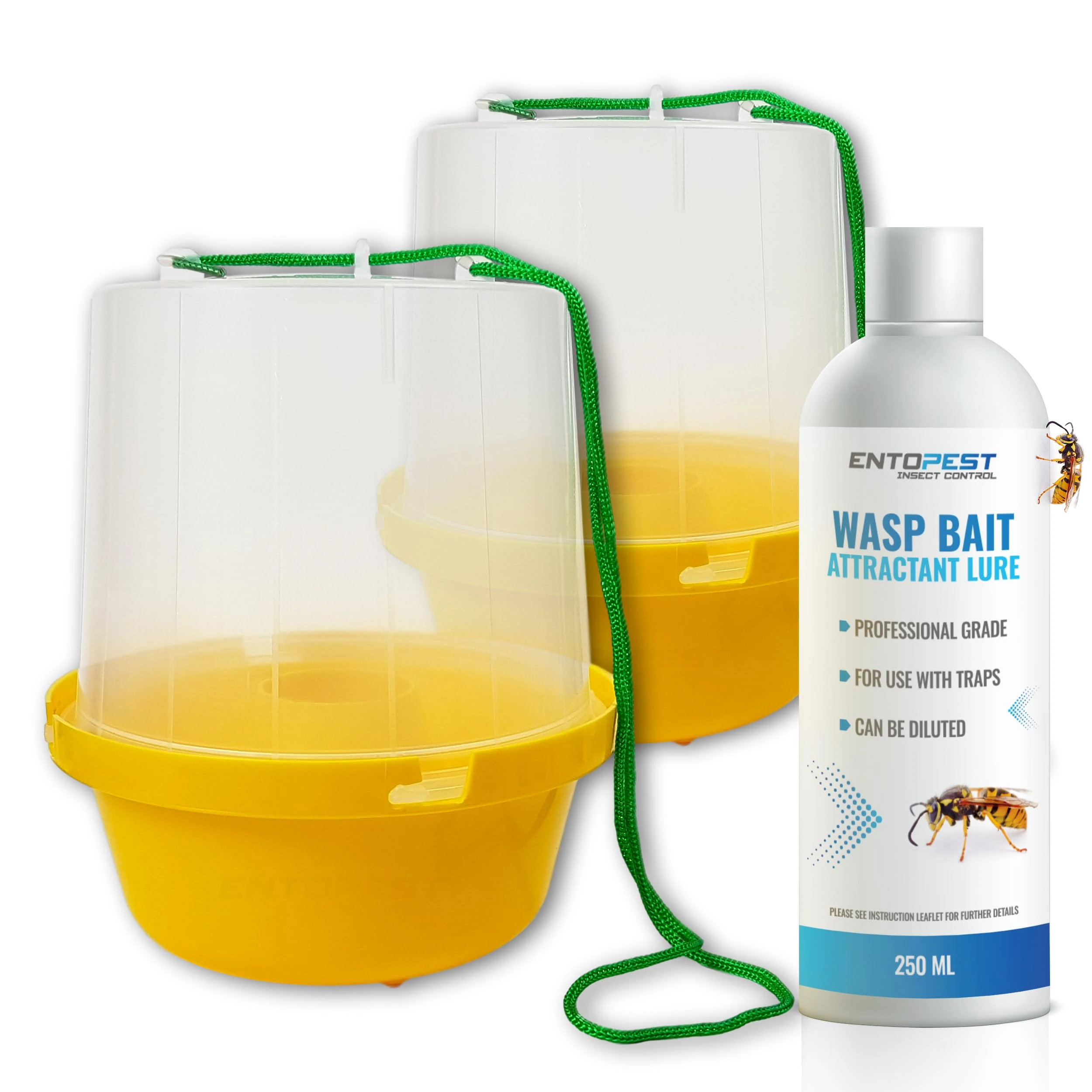 Entopest 2 x Wasp Nest Killer Trap and Bait Attractant Kit | Wasp Trap, Hornet Trap, Bee Catcher, Wasp Traps Outdoor/Indoor, Hornet Nest Killer, Wasp Catchers for The Garden
