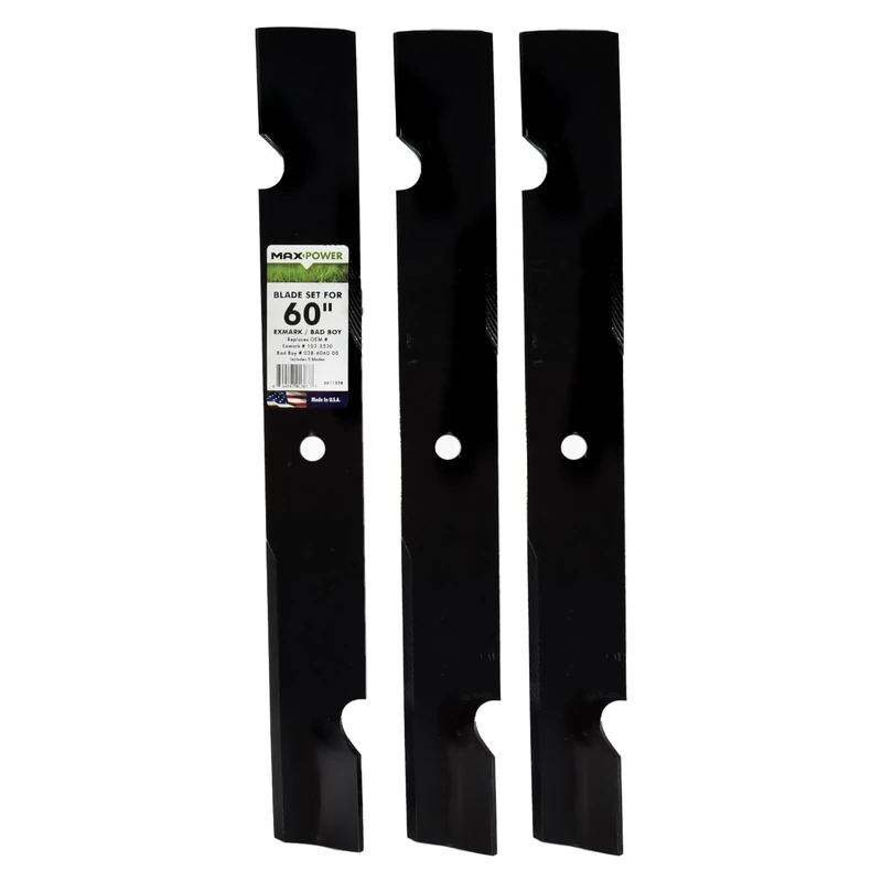 MAXPOWER 561152B Blade Set for 60” Cut Exmark and Bad Boy Mowers, Replaces OEM No. 103-2530, 038-6060-00, and Many Others