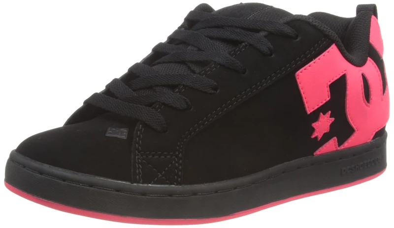 Dc Shoes Women's Court Graffik Casual Low Top Skate Shoe, Black/Hot Pink, 7 UK