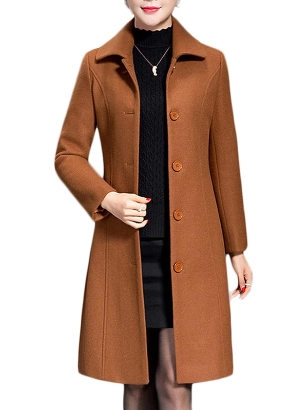 Jenkoon Women's Wool Trench Coat Winter Long Thick Overcoat Walker Coats, Caramel, S
