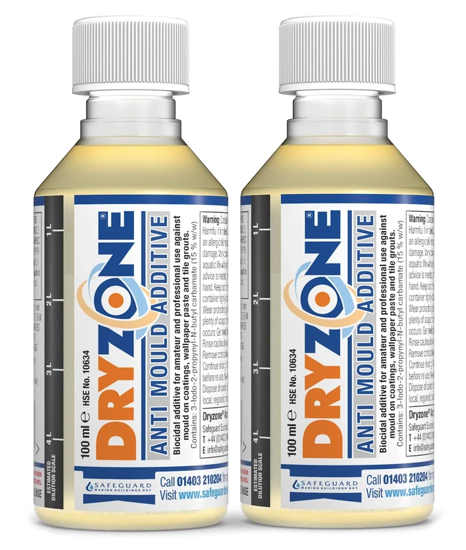 2 x Dryzone Anti-Mould Additive 100ml Concentrate to Make 10L of Emulsion, Vinyl, Silk or Matt Paint (2)