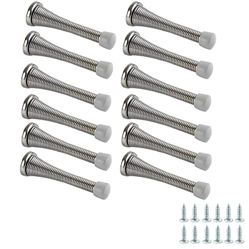 Amazon Basics Spring Door Stop, 12-Pack, Polished Chrome