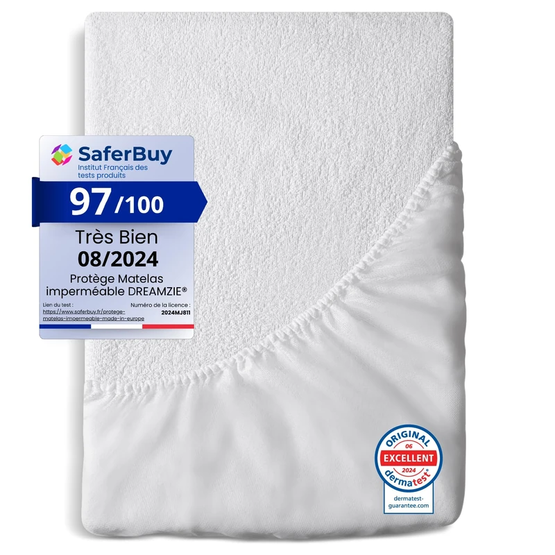 Waterproof Mattress Protector 200 x 220 cm by Dreamzie (Made in EU and OEKO TEX) - Mattress Protector 28cm Deep (6ft 6" x 7ft 3" 4)