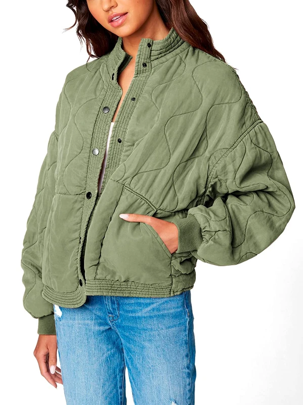 [BLANKNYC] womensQuilted Jacket Jacket - Green - Medium - Image 1