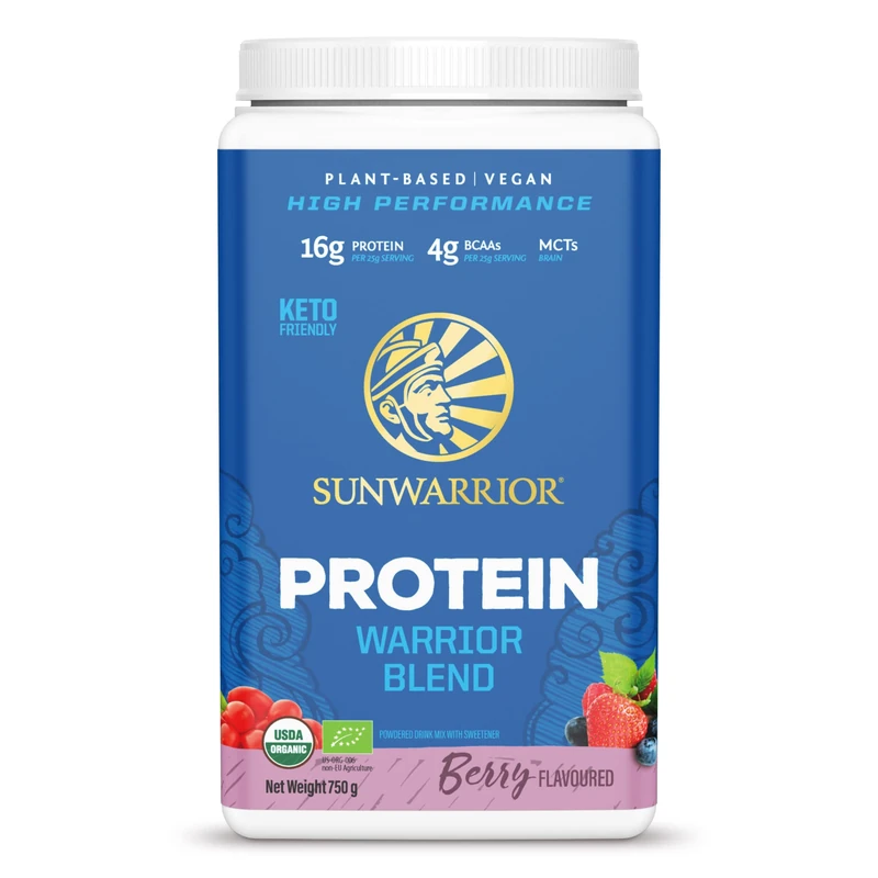 Sunwarrior Vegan Organic Protein Powder Plant-Based | BCAA Amino Acids Hemp Seed Soy Free Dairy Free Gluten Free Synthetic Free Non-GMO | Berry 30 Servings | Warrior Blend