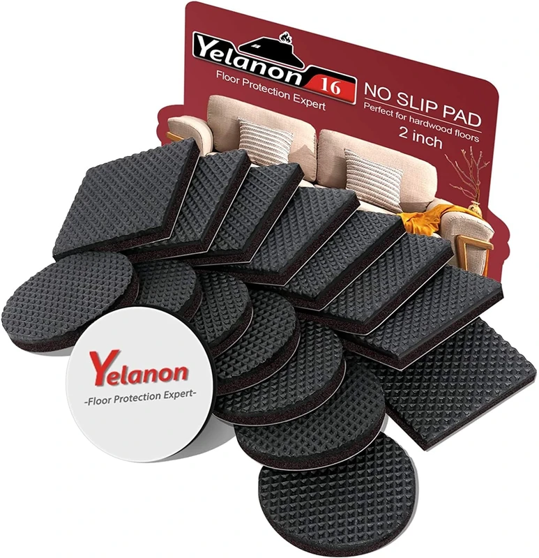 Yelanon 16-Piece Non Slip Furniture Pads - Self Adhesive Rubber Feet