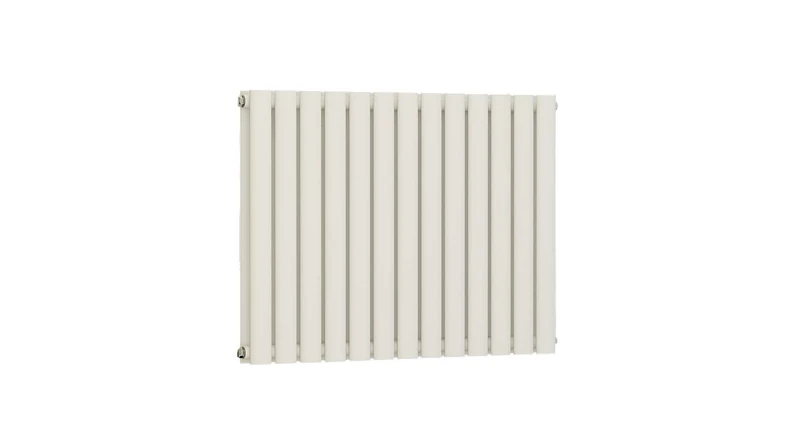 VeeBath RHWD30 Sobek Rennes White Low Carbon Mild Steel Horizontal Oval Double Panel Mirror Bathroom Heating Radiator-600 x 770mm