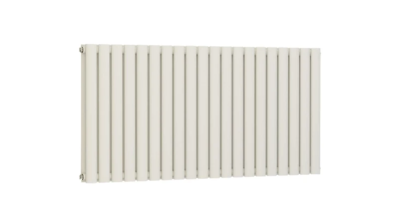 VeeBath RHWD35 Cyrenne Rennes White Low Carbon Mild Steel Horizontal Oval Double Panel Mirror Bathroom Heating Radiator-600 x 1185mm