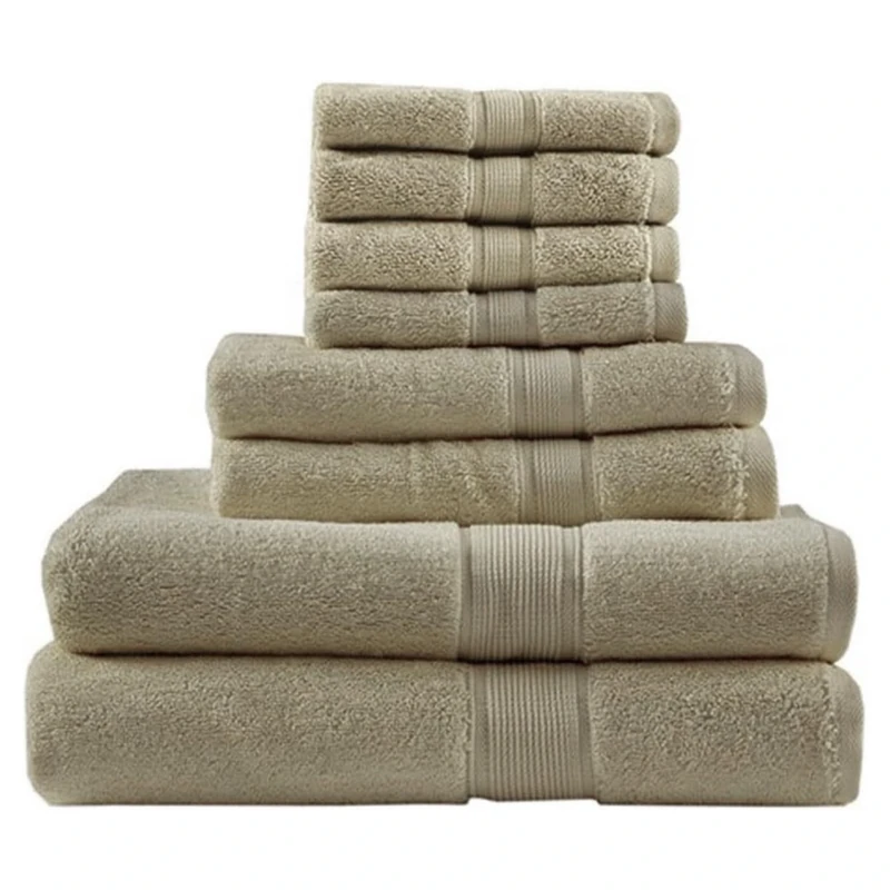 Madison Park Signature 800GSM 100% Cotton Luxurious Bath Towel Set Highly Absorbent, Quick Dry, Hotel & Spa Quality for Bathroom, Multi-Sizes, Beige 8 Piece