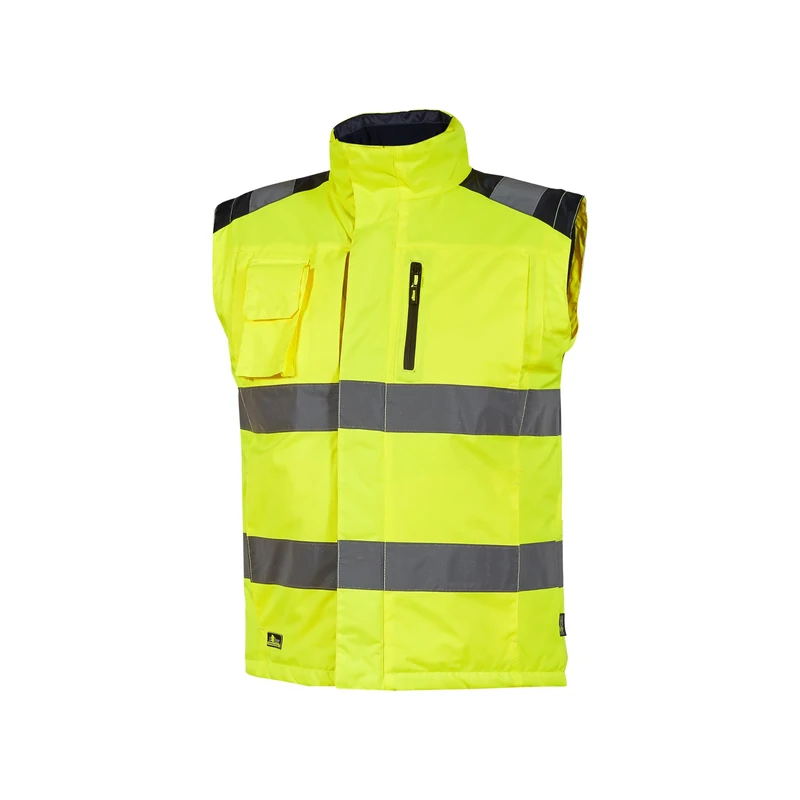 U-Power | Gilet da lavoro Prime, Imbottito, con Bande Riflettenti, Tasche portaoggetti, Chiusura Centrale con Zip, colletto in Micro-Fleece. Apertura interna posteriore, 100% Poliestere
