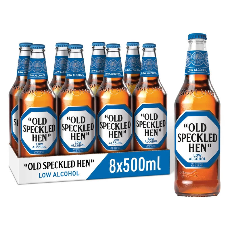 Old Speckled Hen Low Alcohol Beer 8 x 500ml Bottles – Smooth and Malty Alcohol Free British Pale Ale with Full Flavour Taste, Premium Low ABV Ale at 0.5% ABV