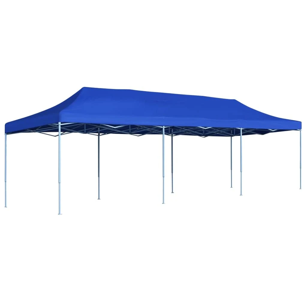 vidaXL Folding Pop-up Party Tent Marquee 3x9m Blue Gazebo Outdoor Shade Canopy - UV/Water-, Powder-Coated Steel Frame.