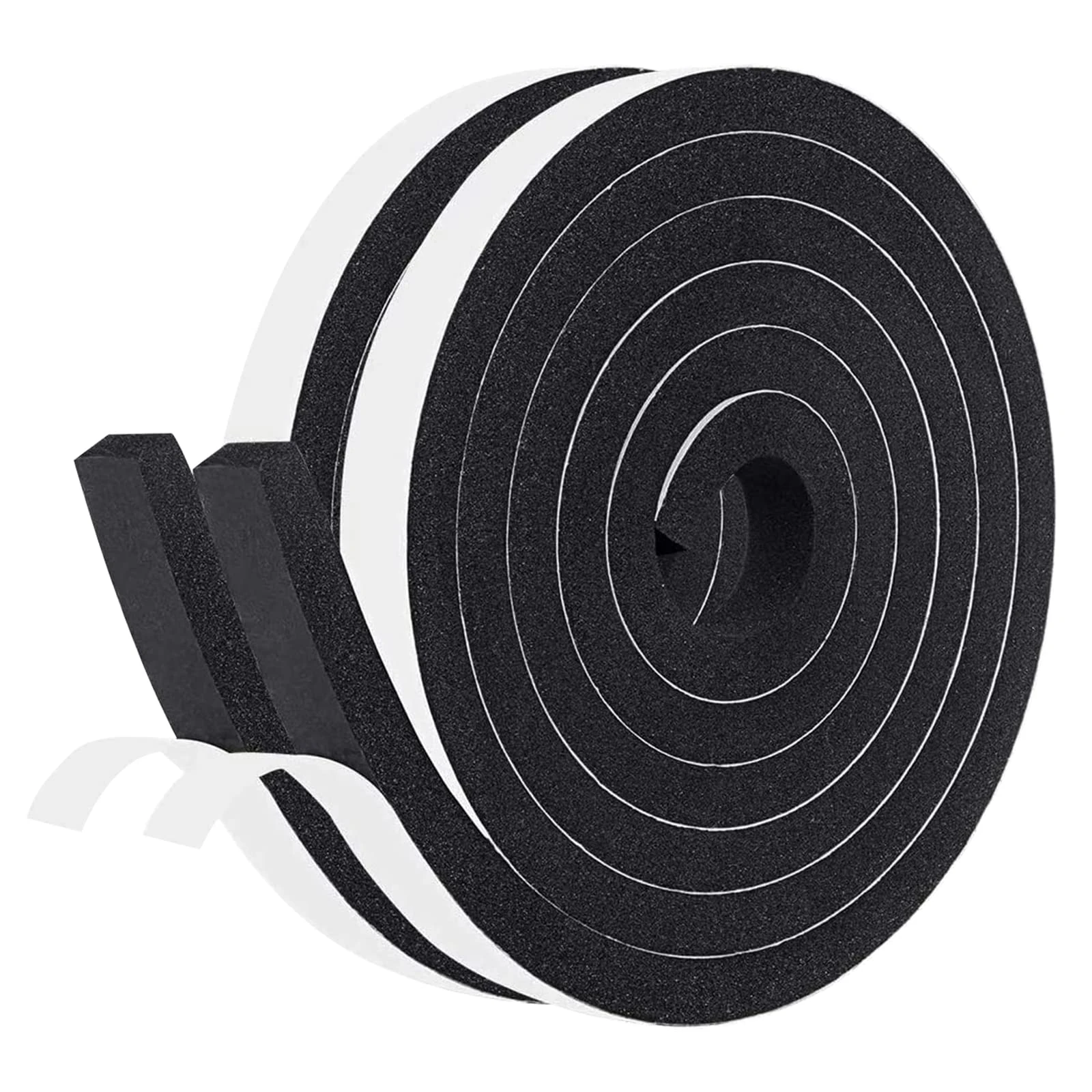 fowong Window Seal Strip, 2 Rolls 12 mm(W) x 12 mm(T) Total 4M Long, Door and Window Draft Excluder Strip, Draught Excluder for Doors and Windows Insulation, Soundproof, Gap Sealing, Black