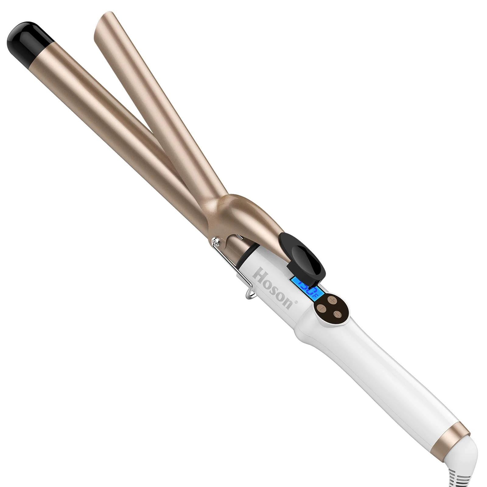 Hoson 25mm Curling Tongs, Long Barrel Curling Iron for Long Hair, Professional Ceramic Tourmaline Curling Wand, LCD Display with 9 Heat Setting(110℃ to 210℃ for All Hair Types, Glove Include)