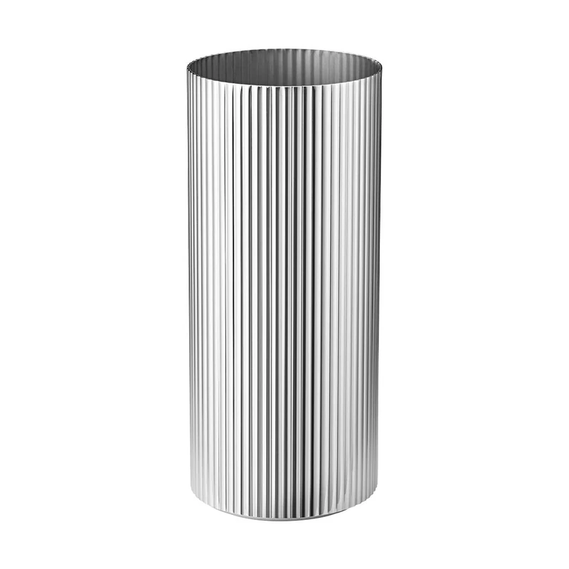 Georg Jensen Bernadotte Vase with Riffled Lines - Hand Polished Stainless Steel - Design Inspired by Sigvard Bernadotte - Medium - Image 1