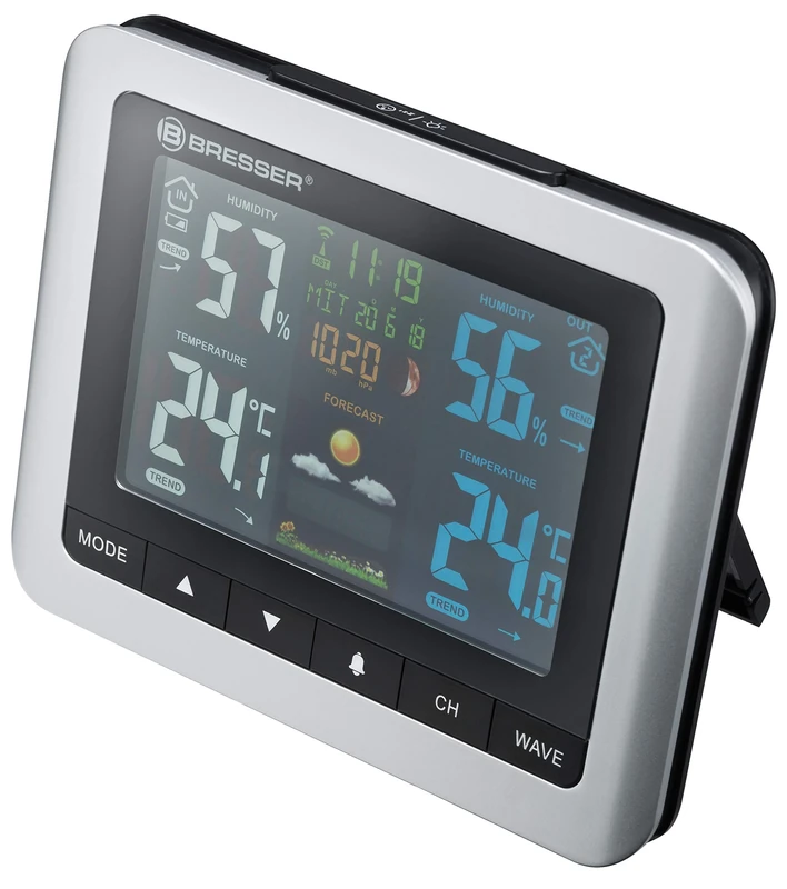 Bresser MeteoTemp 7007510 Wireless Weather Station with Outdoor Sensor Indoor and Outdoor Thermometer Hygrometer, Air Pressure, Moon Phases and Weather Forecast