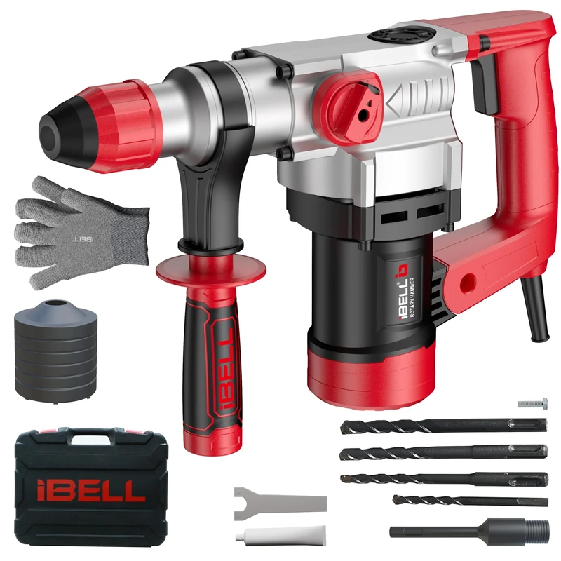 IBELL Rotary Hammer Core Drill RH28-101, 1000W, Copper Armature,750RPM, SDS Plus Chuck 26mm, Impact Energy 5J, Impact Rate 4000/min