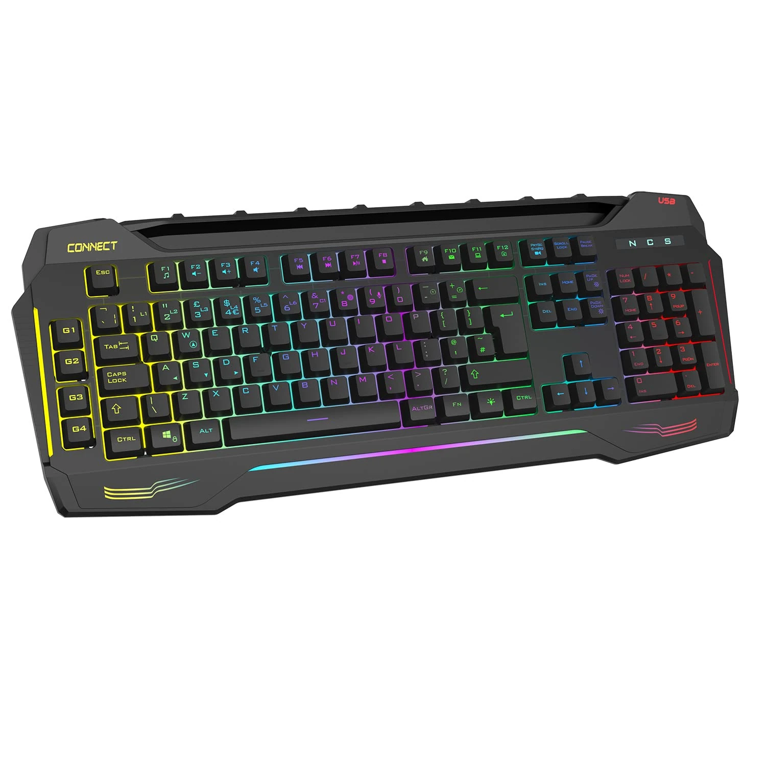 CiT Connect Keyboard 7 Colour LED Phone Rest and USB Hub