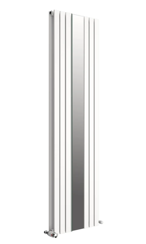 VeeBath Lyon White Low Carbon Mild Steel Vertical Flat Double Panel Mirror Bathroom Heating Radiator - 1800 x 505mm, ZMWD13