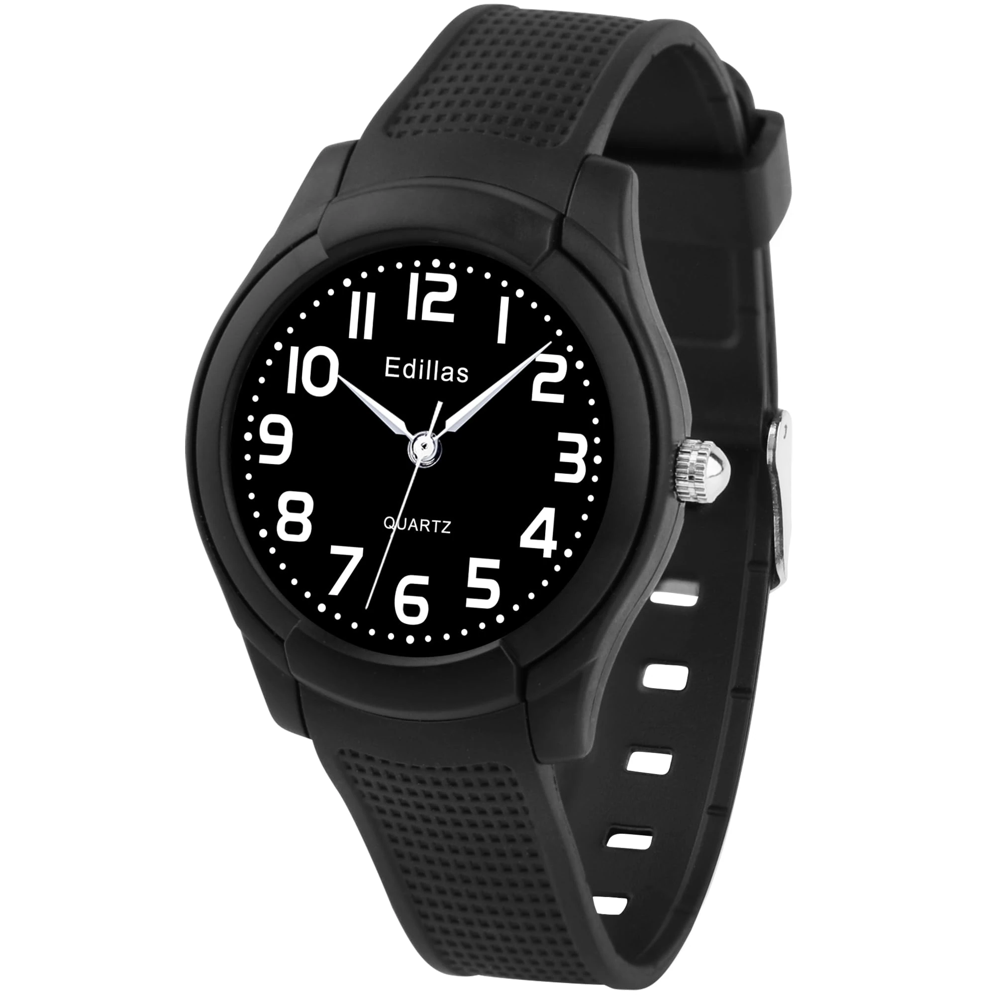 Edillas Kids Watch,Children Analogue Quartz Watch for Boys Girls,Waterproof Time Teach Watches,Soft Band Wrist for Sport Outdoor Kids Wrist Watches(Black 8817)