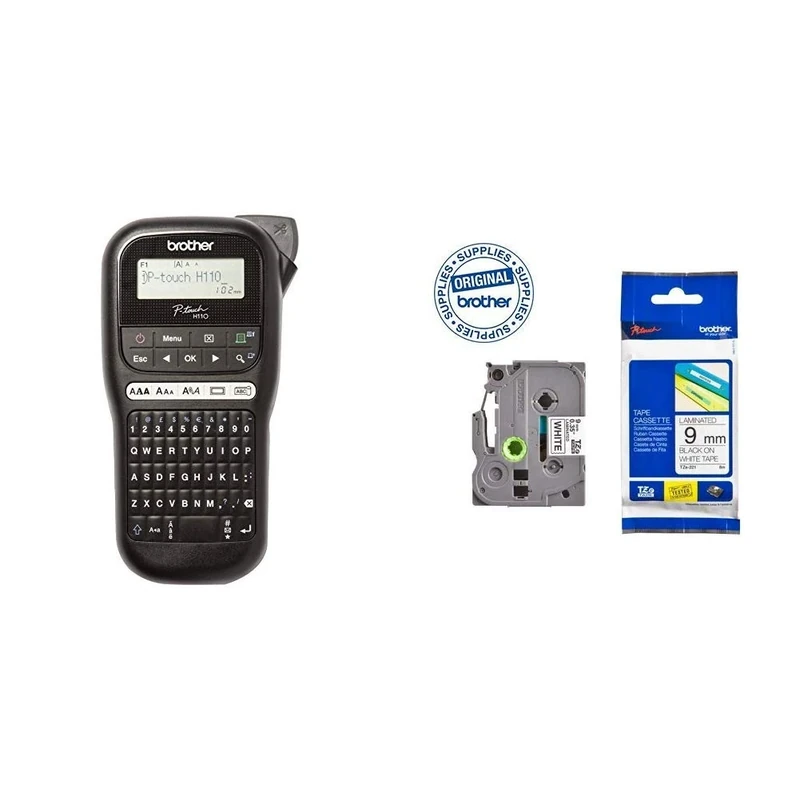 Brother PT-H110 Label Printer with TZe-221 Labelling Tape Cassette