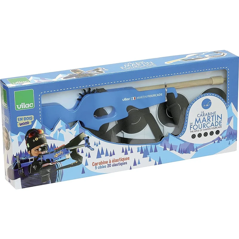 Vilac 10034 Martin Fourcade Rifle - Become Like Our Olympic Champion and World Champion Rubber Rifle to Improve Target, L