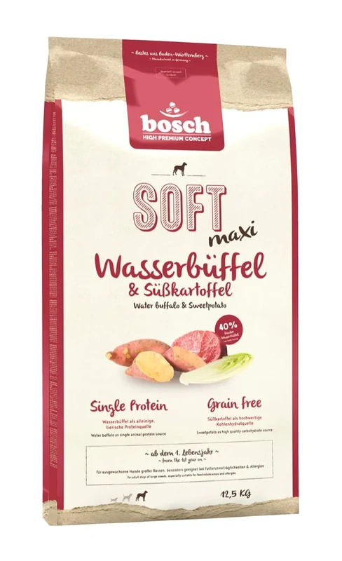 bosch Pet Food HPC SOFT Maxi Water Buffalo & Sweet Potato Semi-moist dog food for adult dogs of big breeds Single Protein Grain Free, 13.20 kg