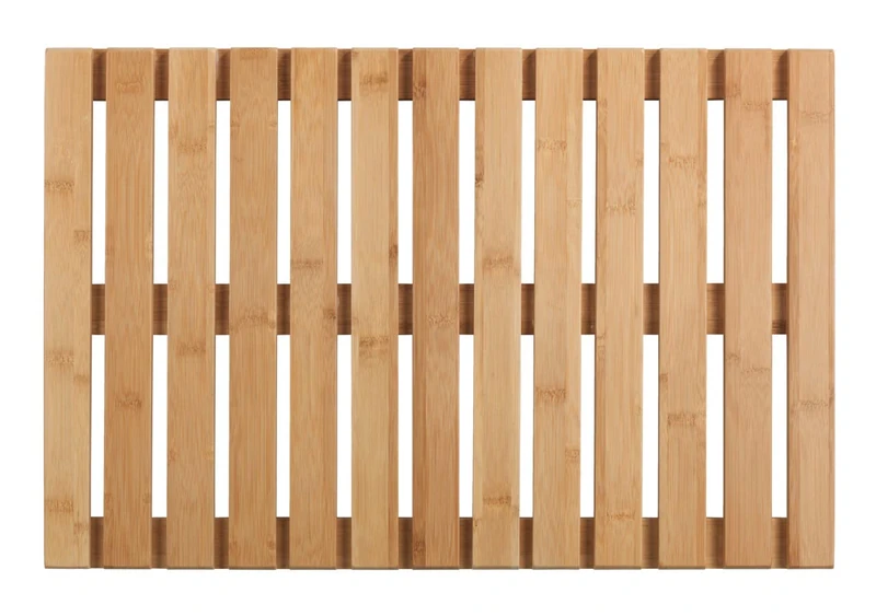 WENKO Indoor & Outdoor Bamboo Mat, Floor Grate for Shower, Bath, Pool, Sauna with Non-Slip Underside, 0 x 60 x 40 cm