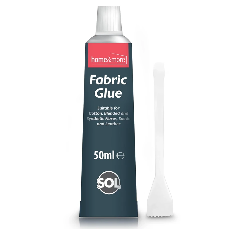 SOL 50ml Fabric Glue Strong with Spreader - Adhesive for Fabrics, Crafts, Upholstery, Material, Badges, Textile, Felt or Wool - Waterproof, Flexible, Fast Drying, Durable Bond
