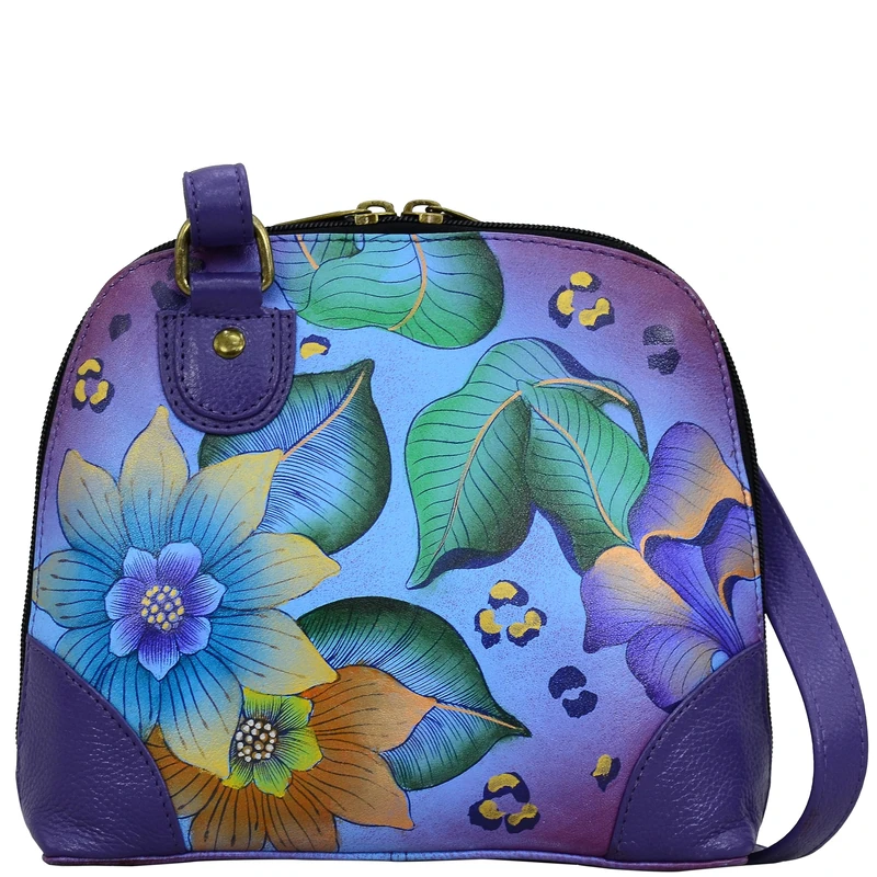 Anna by Anuschka Women's Leather Multi Compartment Zip-Around Organizer Cross Body, Tropical Safari, One Size