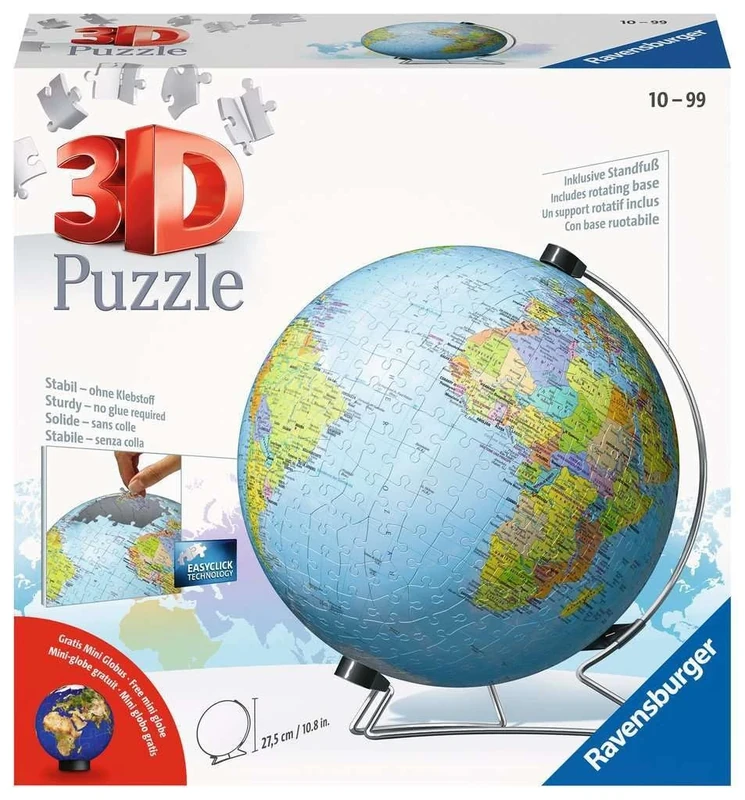 Ravensburger 3D Puzzle 11159 - Globe in German - 3D Puzzle for Adults and Children from 10 Years