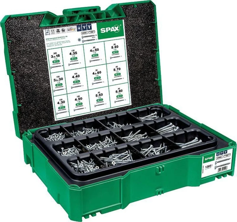 SPAX Box Systainer T-Loc I – Mounting Case with Screws in 12 Dimensions for Storage and Transport – 5000009172009
