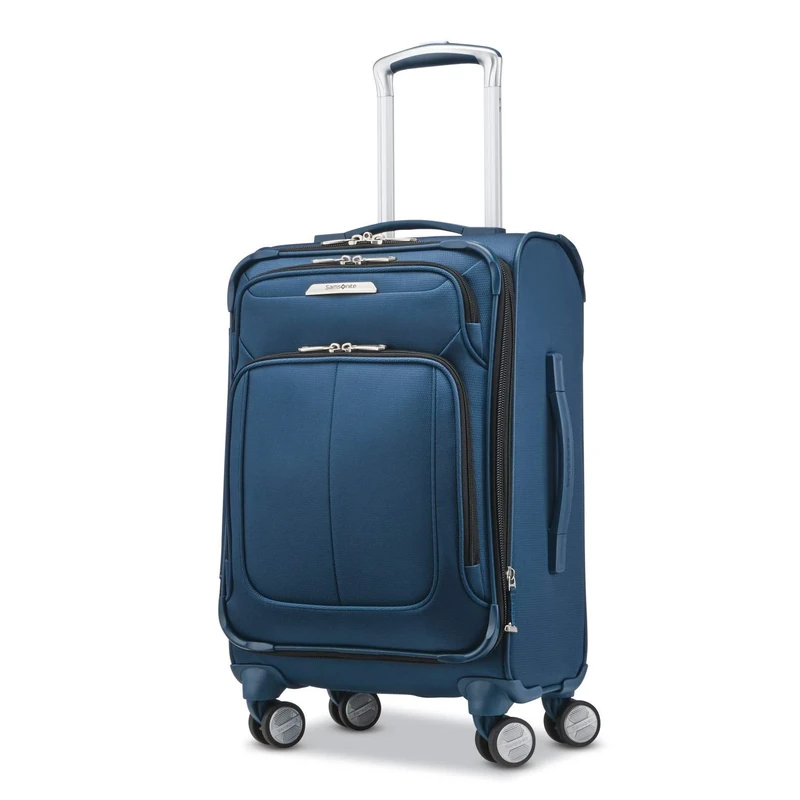 Samsonite Unisex-Adult Solyte DLX Softside Expandable Luggage with Spinner Wheels, Mediterranean Blue, Checked-Medium 25-Inch, Solyte DLX Softside Expandable Luggage with Spinner Wheels