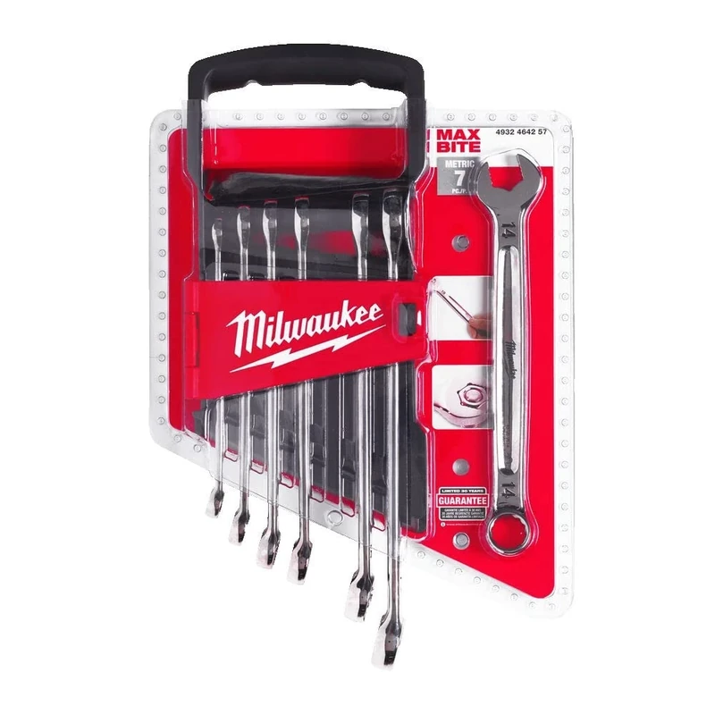 Milwaukee Juego de 7 llaves combinadas, 10, 11, 12, 13, 14, 15, 17 mm