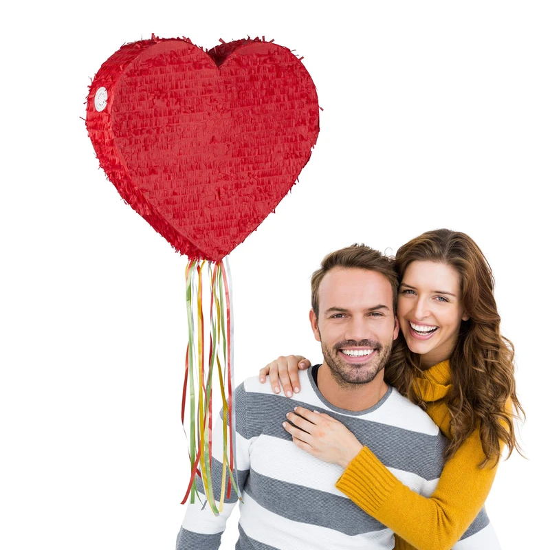 Relaxdays Heart-shaped Pinata for Kids & Adults, Red, Fillable, Party Game, Romantic Decoration, Wedding, Engagement, Valentine's Day - Image 1
