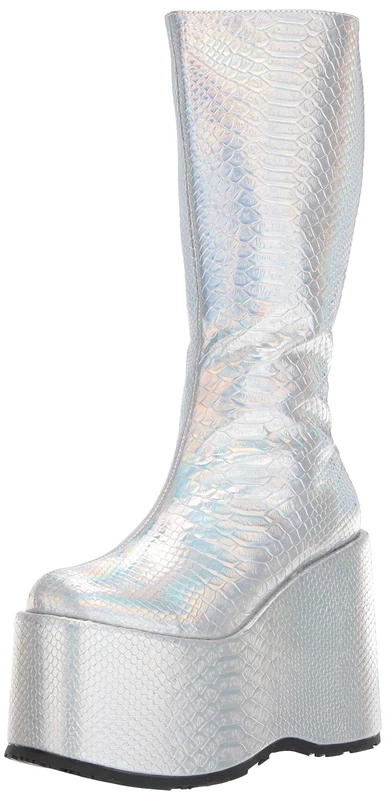 Ellie Shoes Women's 500-amara Fashion Boot, Silver Hologram, 8 UK