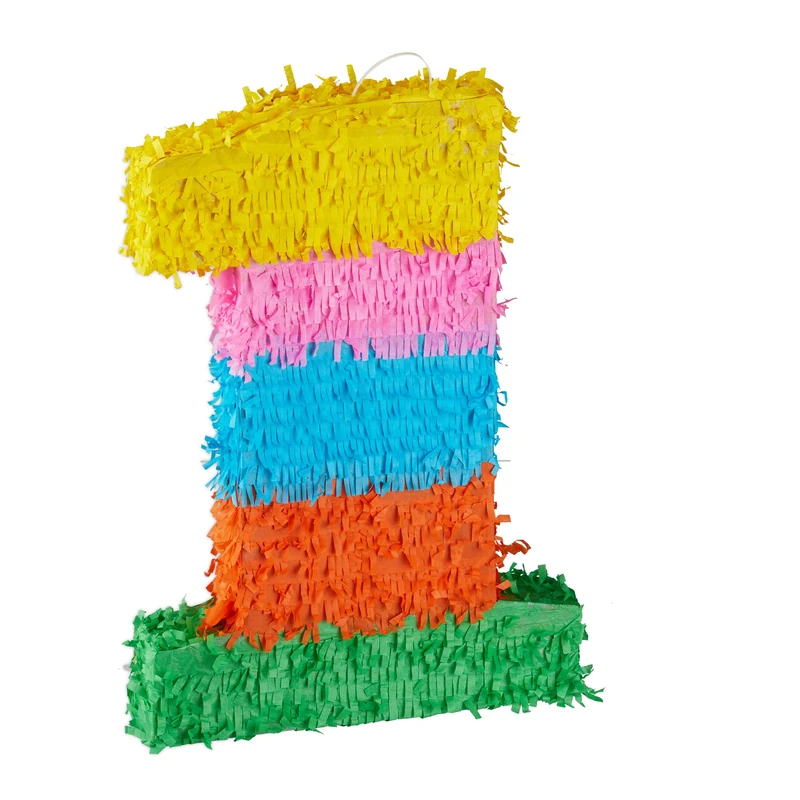 Relaxdays Birthday Piñata, Number 1, Hanging Pinata for Children and Adults, Fillable, Colorful