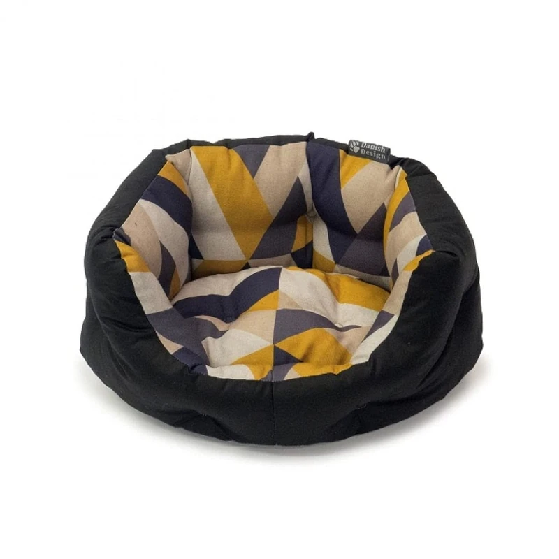 Danish Design Retreat Eco-Wellness Navy Scandi Inspired Geo Tile Recycled Memory Foam Dog/Puppy Bed Small 24 Inch - Image 1