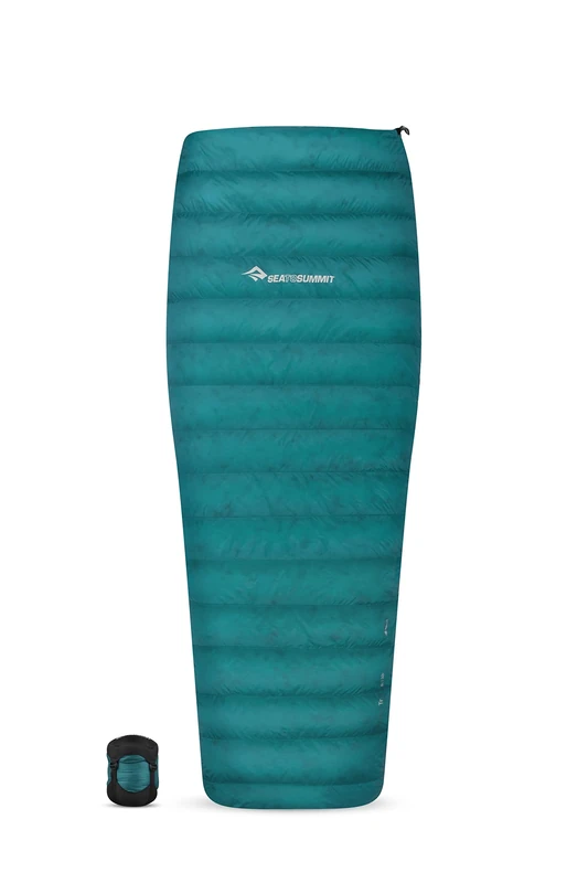 SACO DE DORMIR - 750+ Fill Down Traveller TrII - R Left Zip verde azulado Color: verde azulado