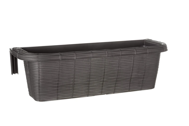 Apollo Exports International 24" Adjustable Railing Planter, Ratan Look, Grey, Rattan, Gray
