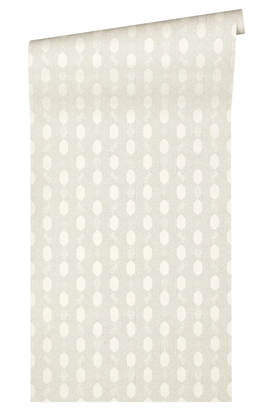 Architects Paper Absolutely Chic Non-Woven Wallpaper Geometric Graphic 10.05 m x 0.53 m Metallic Cream Grey Made in Germany 369733 36973-3
