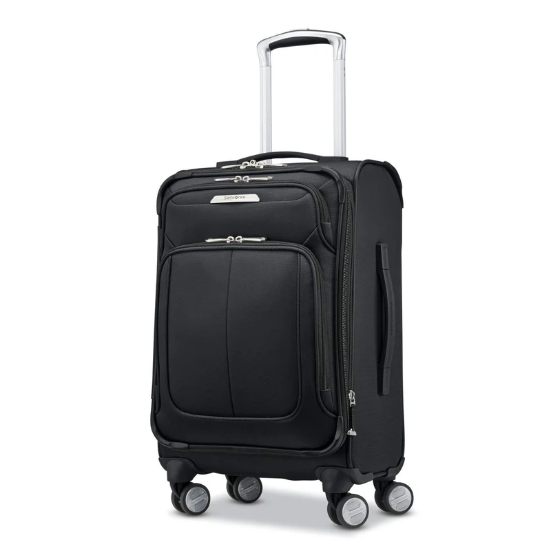 Samsonite Unisex-Adult Solyte DLX Softside Expandable Luggage with Spinner Wheels, Midnight Black, Checked-Medium 25-Inch, Solyte DLX Softside Expandable Luggage with Spinner Wheels